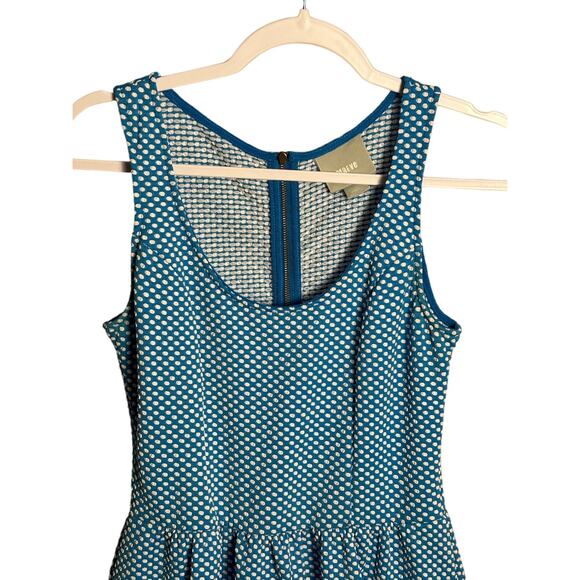 Maeve Sz S Blue and White Polka Dot Fit & Flare Dress Sleeveless Anthro Tradwife - Picture 3 of 9